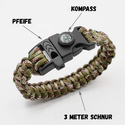Survival Armband - Survival Kit, Outdoor Armband für Wandern, Camping, Bootfahren, Notfall oder Andere Outdoor-Aktivitäten.