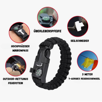 Survival Armband - Survival Kit, Outdoor Armband für Wandern, Camping, Bootfahren, Notfall oder Andere Outdoor-Aktivitäten.