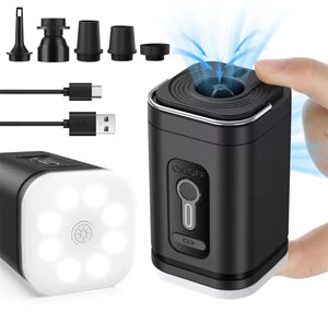 Elektrische Mini-Luftpumpe(LED & Akku) - perfekt für den Urlaub, Camping & Outdoor.